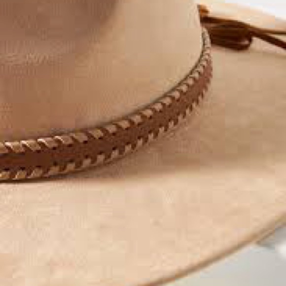 Anthropologie Tan Wide-Brim Fedora with Braided Leather Band main image 8
